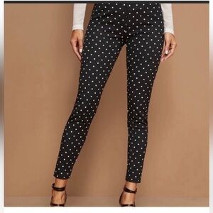 Black pixie pants with cute white diamond print